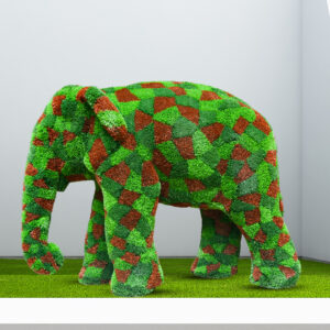 Artificial grass colored baby elephant
