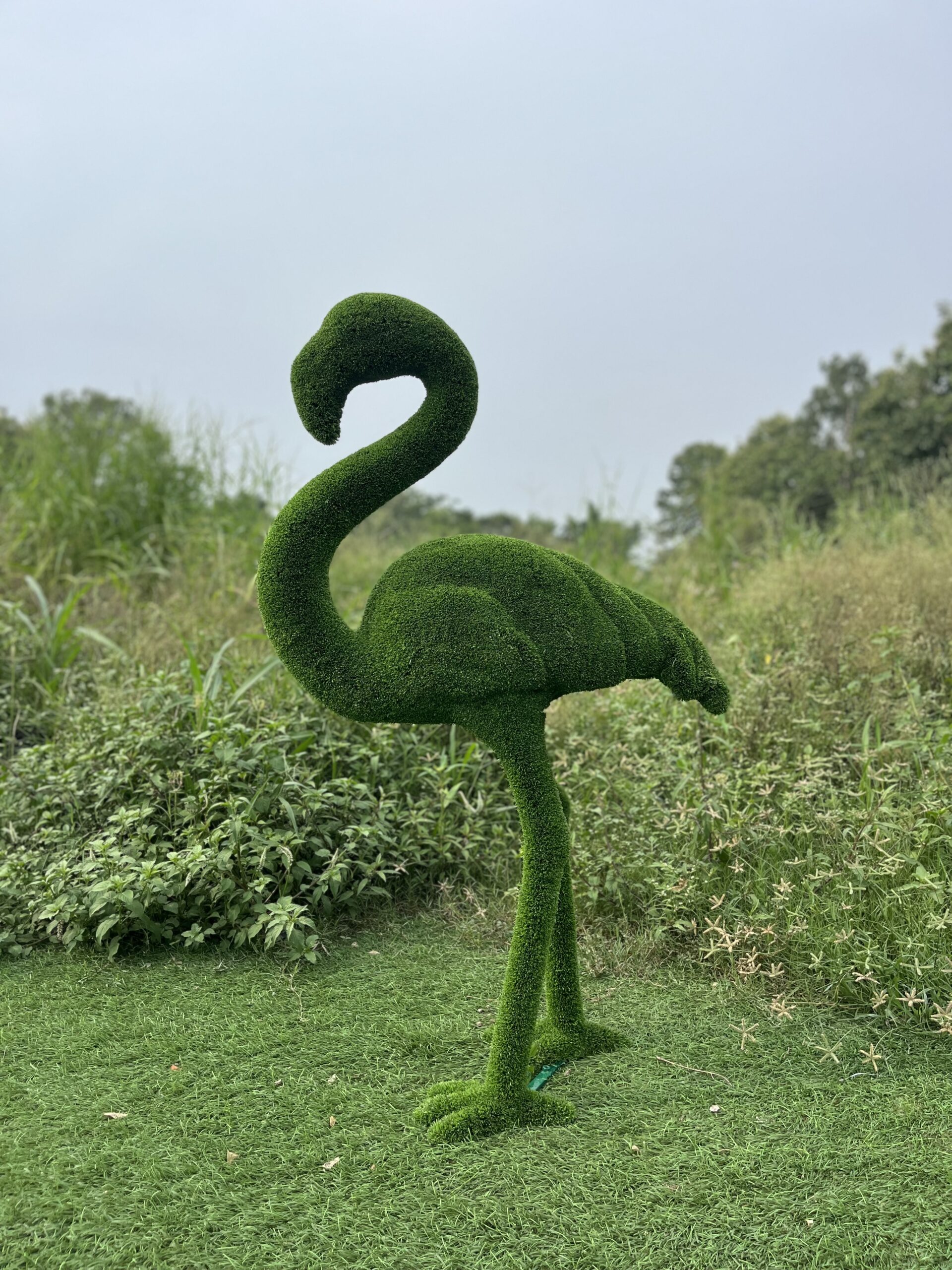Artificial Artificial Grass Standing Flamingo