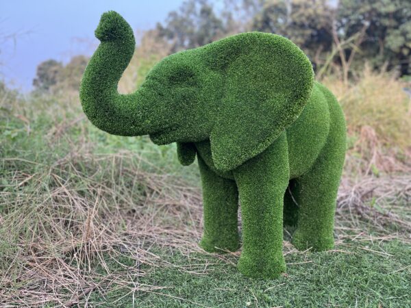 Artificial Grass Baby African Elephant Trunk Up IMG_9140