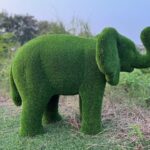 Artificial Grass Baby African Elephant Trunk Up