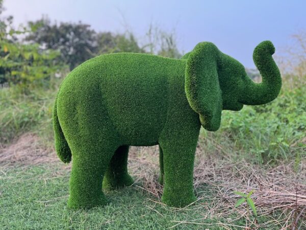 Artificial Grass Baby African Elephant Trunk Up
