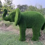 Artificial Grass Baby African Elephant Trunk Up